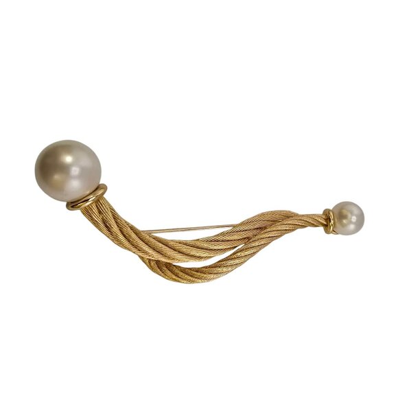 Vintage Christian Dior Textured Matte Gold Abstract Brooch (A7393) - Picture 1 of 6